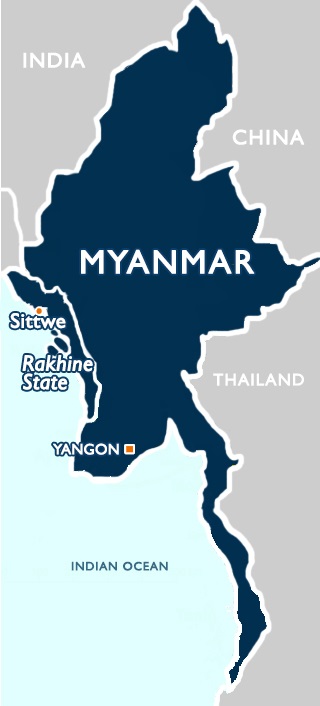 A map of Myanmar, including Rakhine State. Photo courtesy of Dan Sullivan.