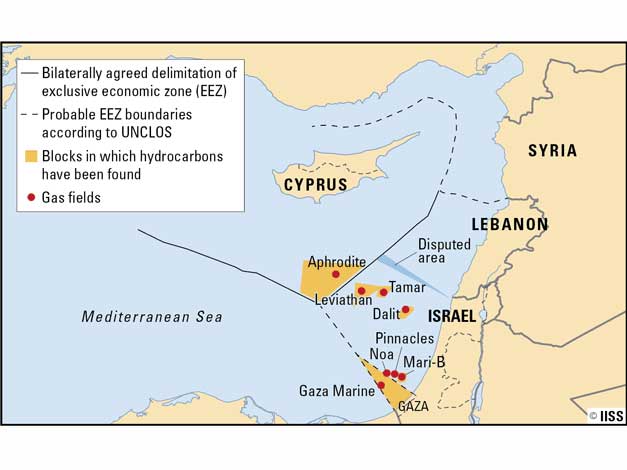 Enlarged view: Gas claims for the Tamar Gas fields in the Eastern Mediterranean.