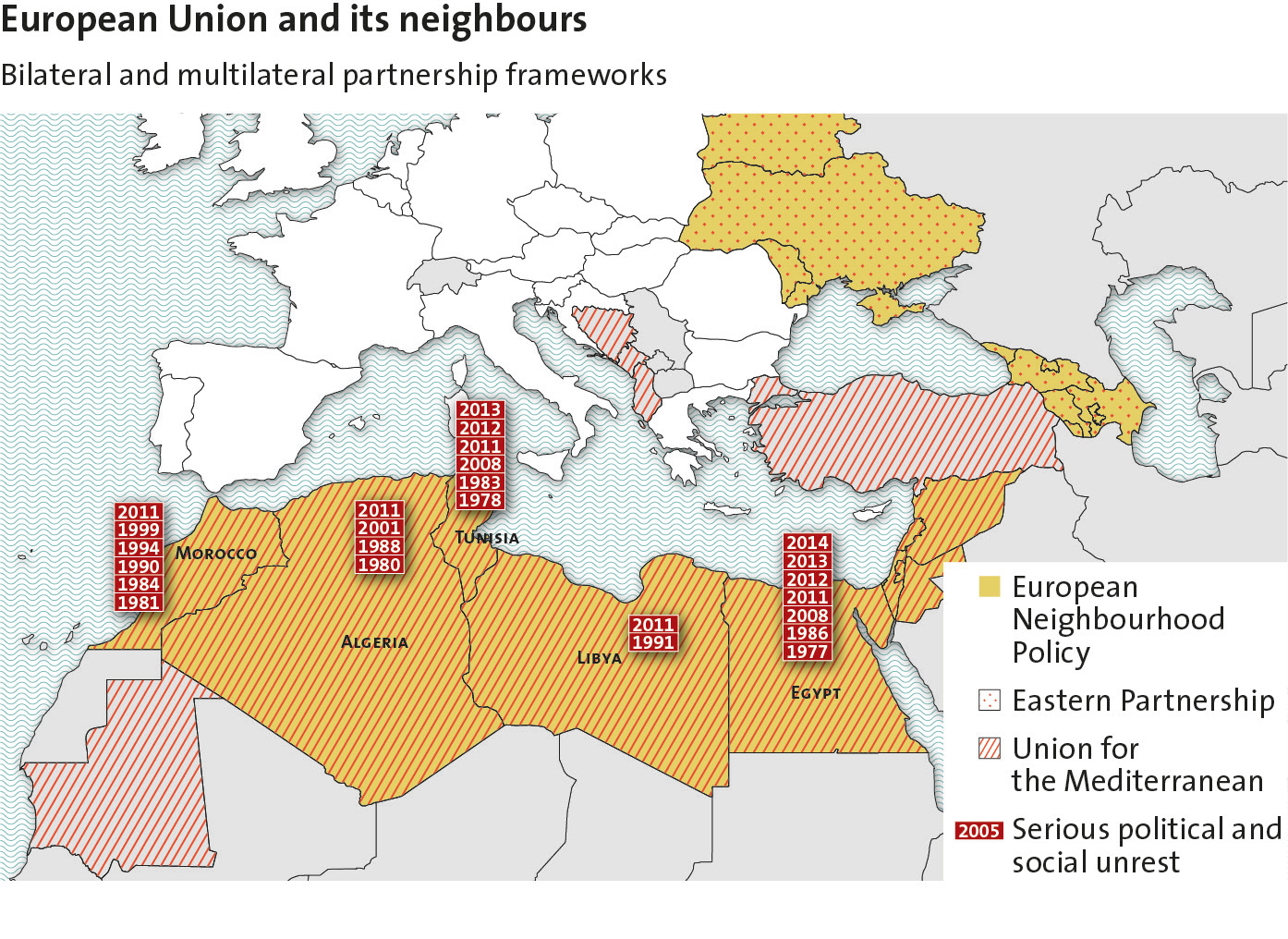 Enlarged view: The European Union and its neighbors.