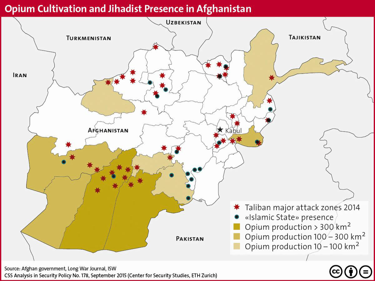 Enlarged view: Opium Cultivation and Jihadist Presence in Afghanistan