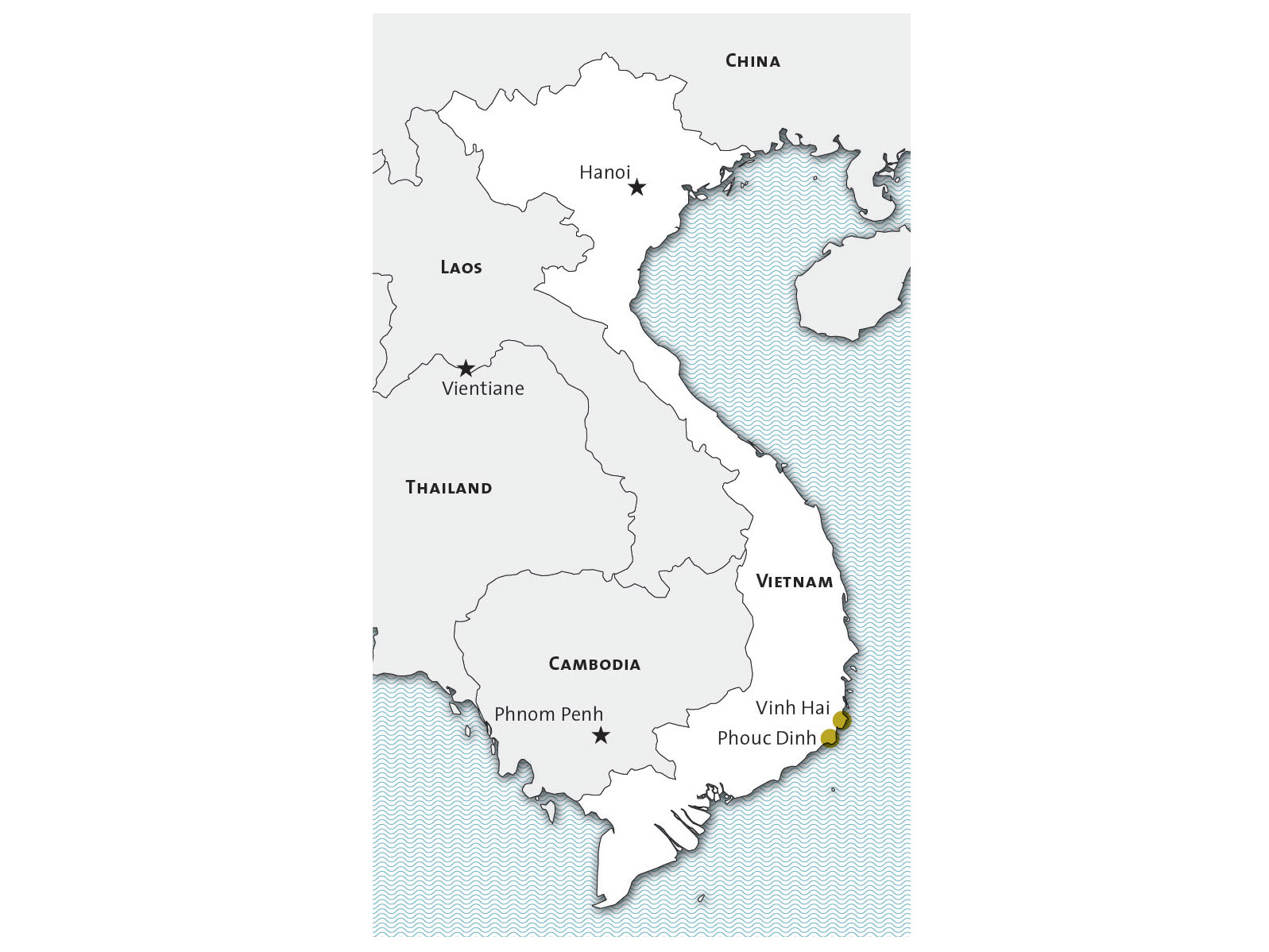 Enlarged view: A map showing the location of Vietnam's two nuclear reactors