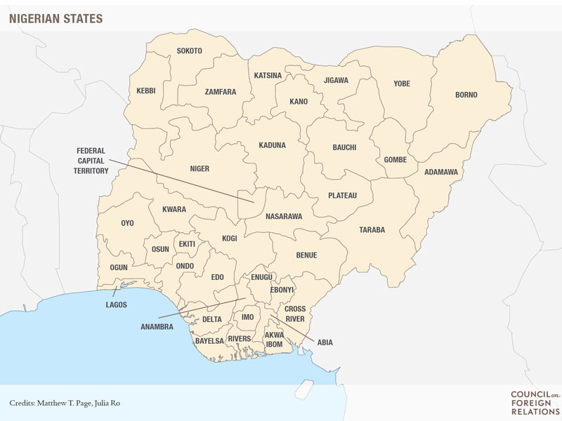 Enlarged view: Map: States of Nigeria