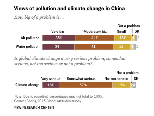Enlarged view: Table: Views of pollution and climate change in China