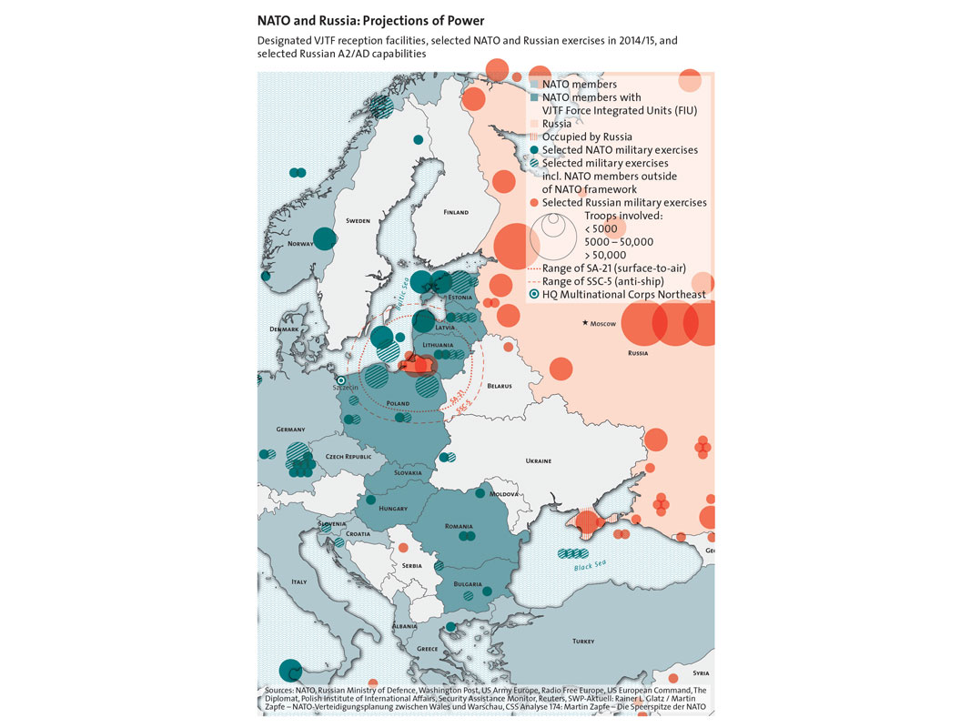 Enlarged view: NATO and Russia projections of power, courtesy CSS