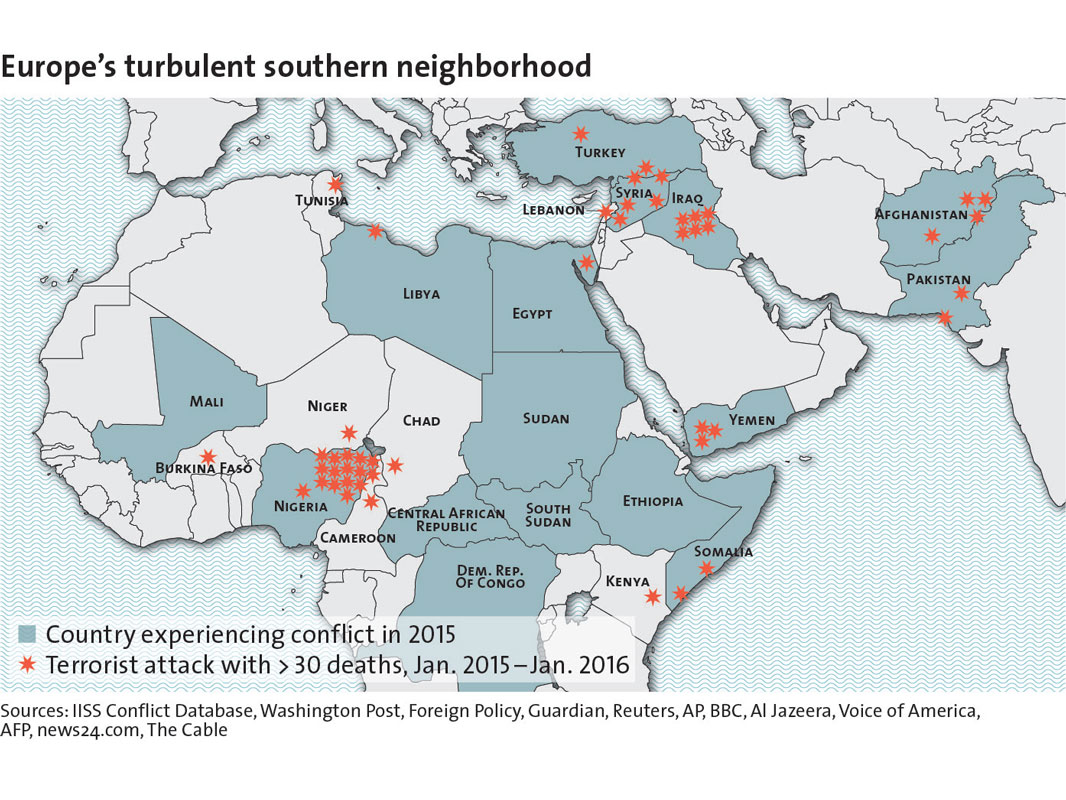 Enlarged view: Europe's Turbulent Southern Neighborhood, courtesy CSS