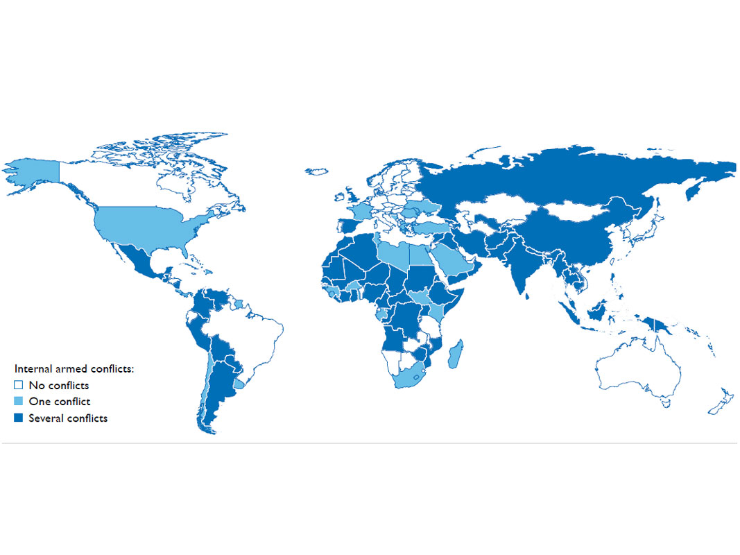Enlarged view: Conflict recurrence across the world, courtesy PRIO