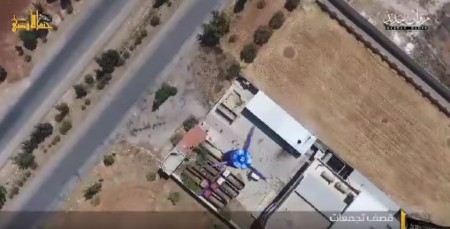 Munition being dropped from a commercial drone in Syria 