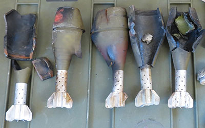 Mortar rounds neutralized using a HEL