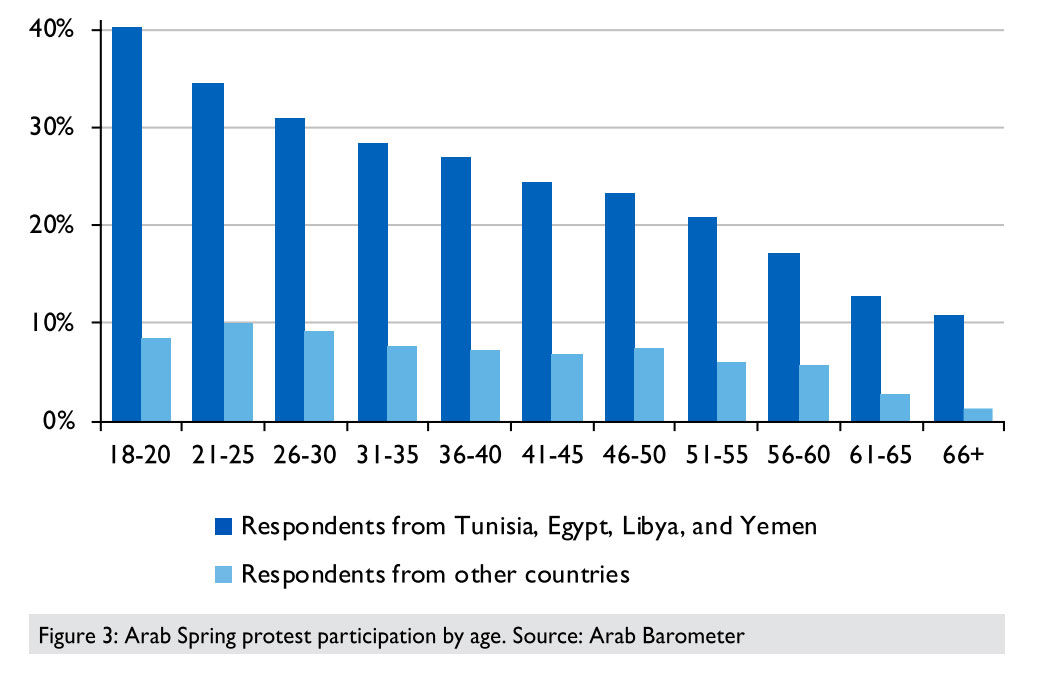Arab Spring protest participation by age