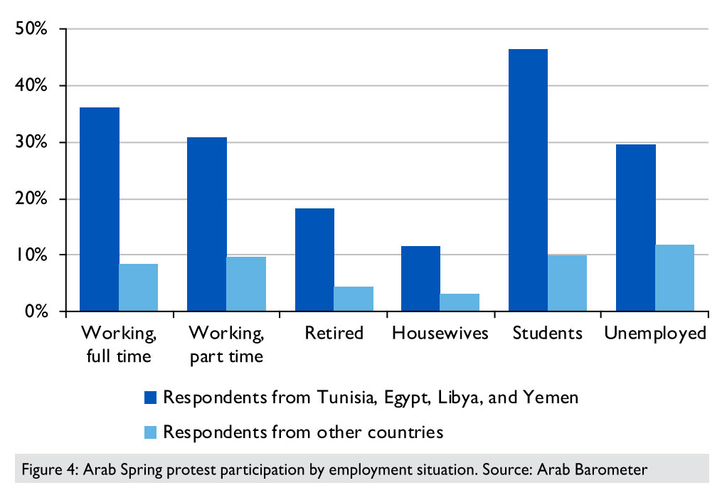 Arab Spring protest participation by employment situation