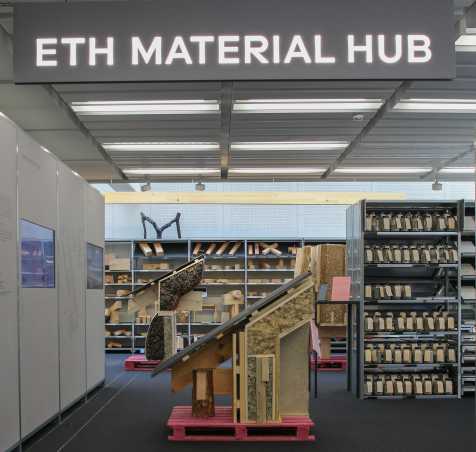 ETH Material Hub, Eingangsbereich, Ausstellung «Pflanzenbasierte Konstruktionen», Frühjahr 2024