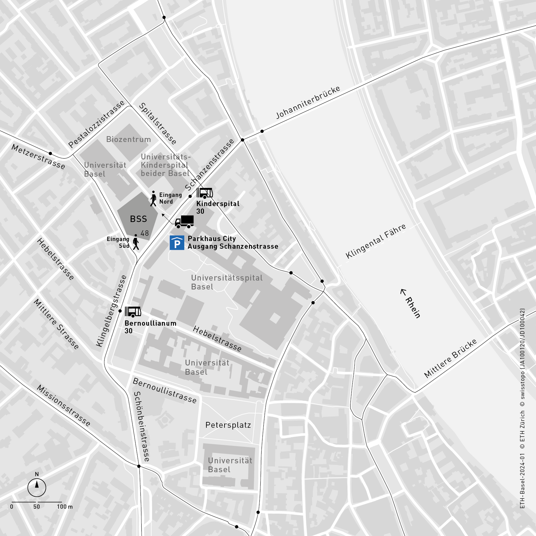 Vergrösserte Ansicht: Standortplan Basel-Stadt