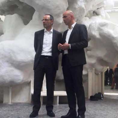 Lino Guzzella and Alain Berset at the Swiss Pavilion opening
