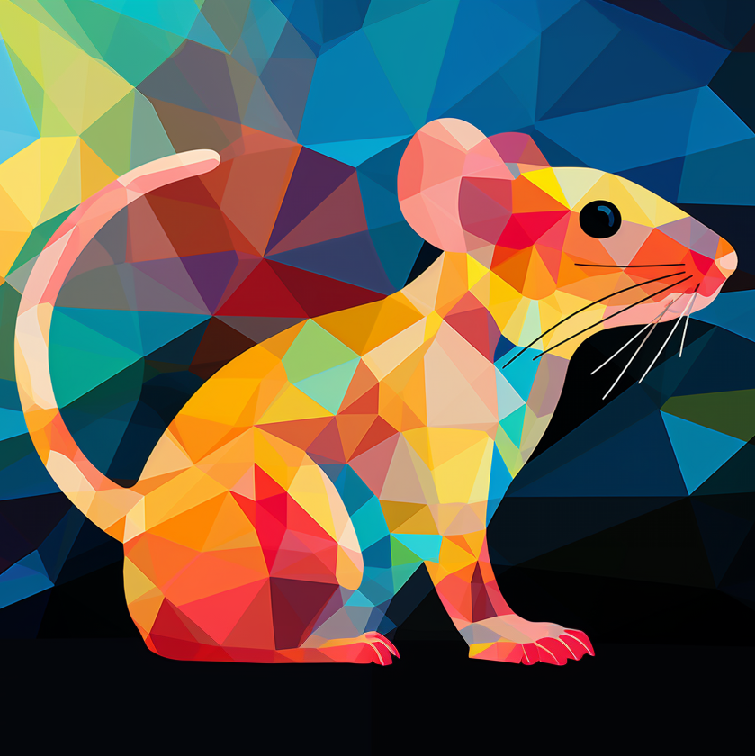Vergrösserte Ansicht: Farbige Maus generiert mit KI.