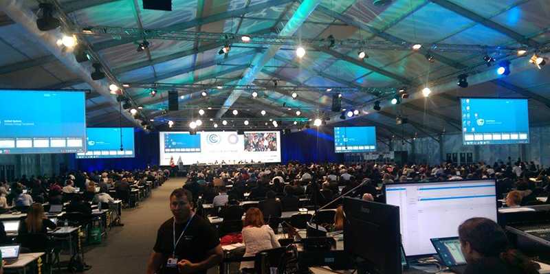 Vergrösserte Ansicht: Konferenzsaal in Lima bei den UN-Klimaverhandlungen