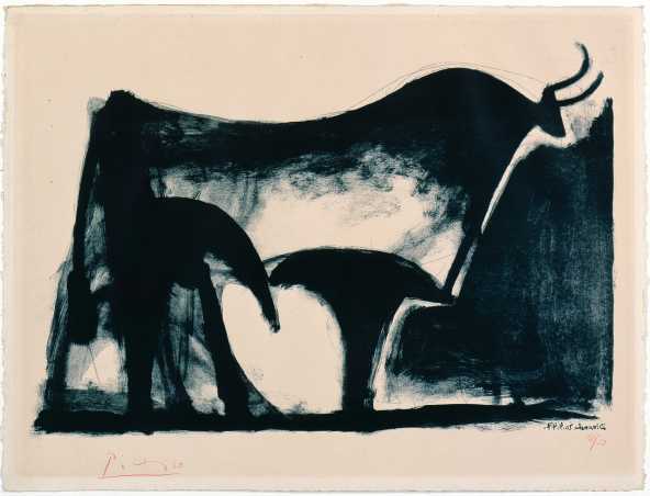 Vergrösserte Ansicht: Le taureau noir, Pablo Picasso, 1947 (Bild: Graphische Sammlung ETH Zürich / ProLitteris)
