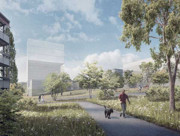 Das künftige Portalgebäude Nord verbindet den Campus mit dem Quartier Affoltern. (Visualisierung: nightnurse images GmbH / EM2N)