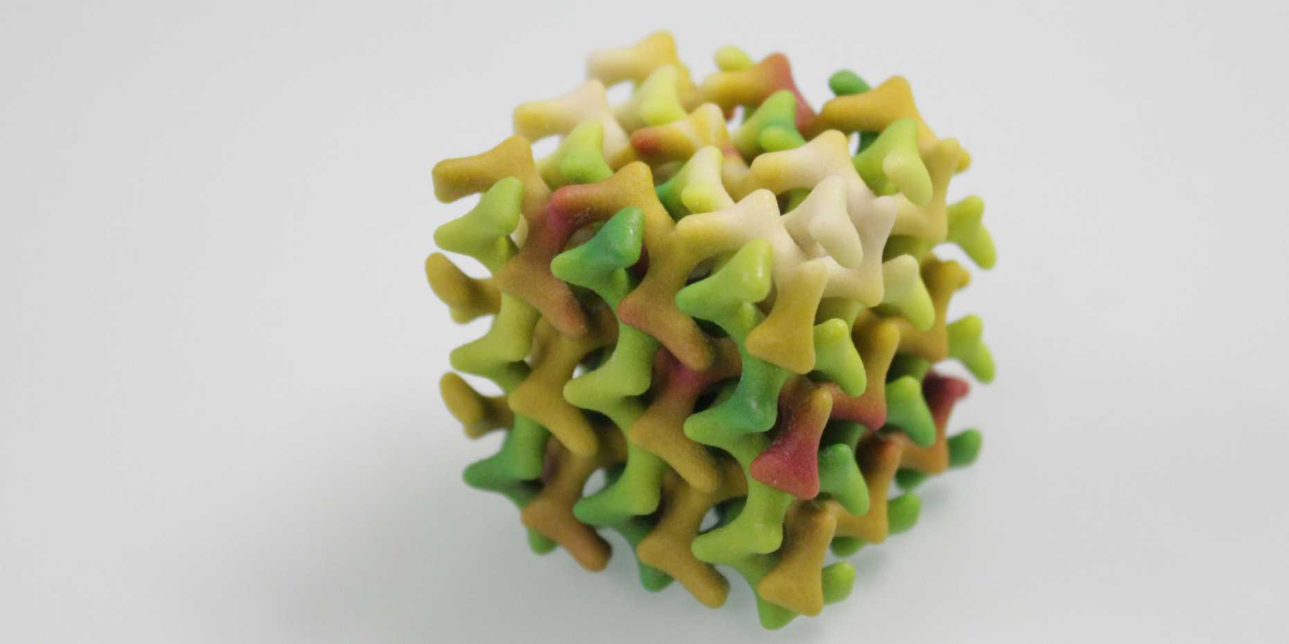 Dreidimensionales Modell der neuartigen Lipid-Mesophase: Dieses kubische Motiv wiederholt sich im Material. (Bild: Peter Rüegg / ETH Zürich)