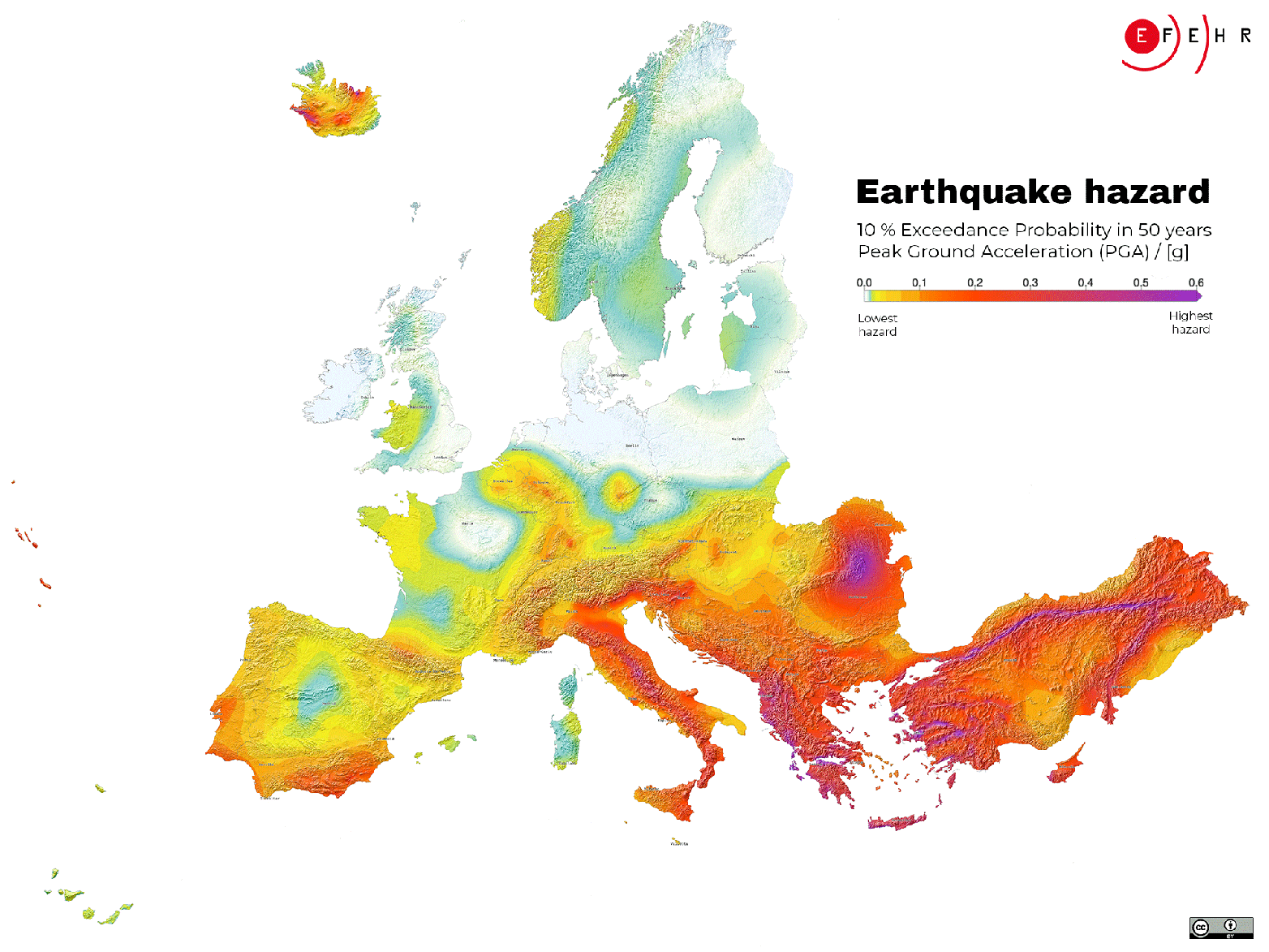 Karte von Europa mit unterschiedlich eingefärbten Gebieten