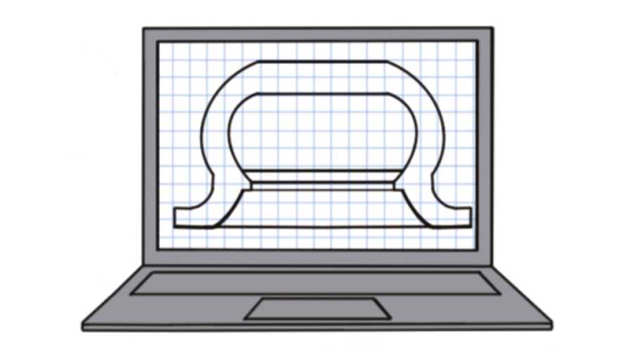 Vergrösserte Ansicht: Grafik (im Comicstil) eines Laptops auf dessen Desktop eine vereinfachte Darstellung des Saugnapfs erkennbar ist.