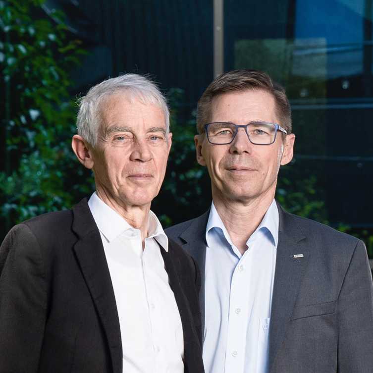 Portrait des présidents Joël Mesot (ETH Zurich) et Martin Vetterli (EPFL)