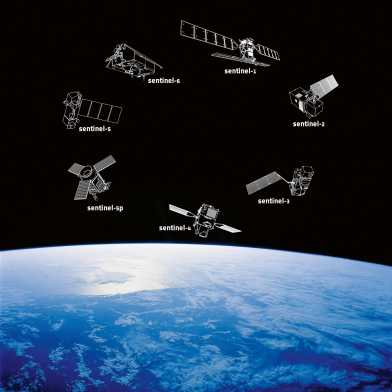 Satelliten im All unter ihnen der Planet Erde