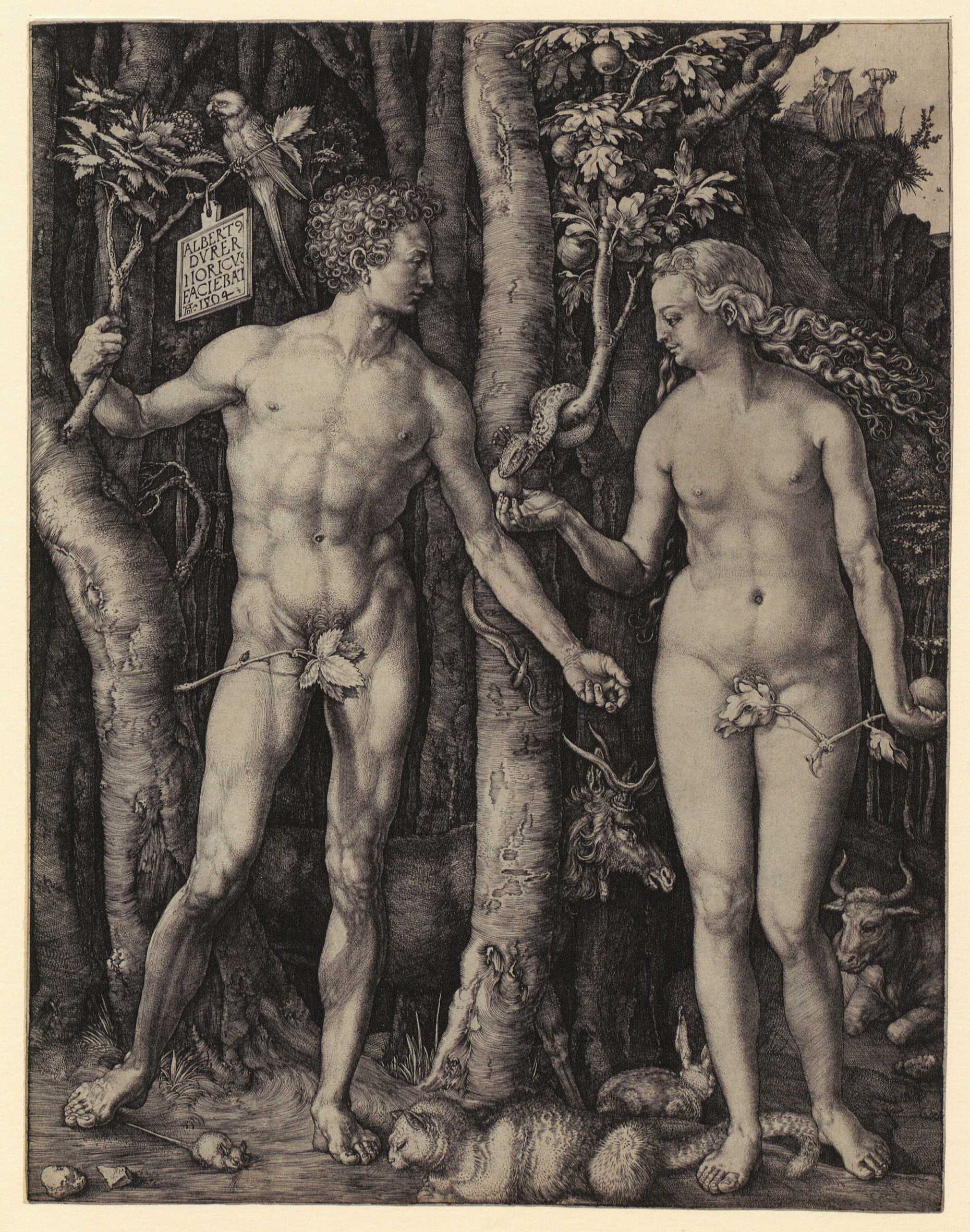Vergrösserte Ansicht: Albrecht Dürer, Adam und Eva, 1504 © Graphische Sammlung ETH Zürich