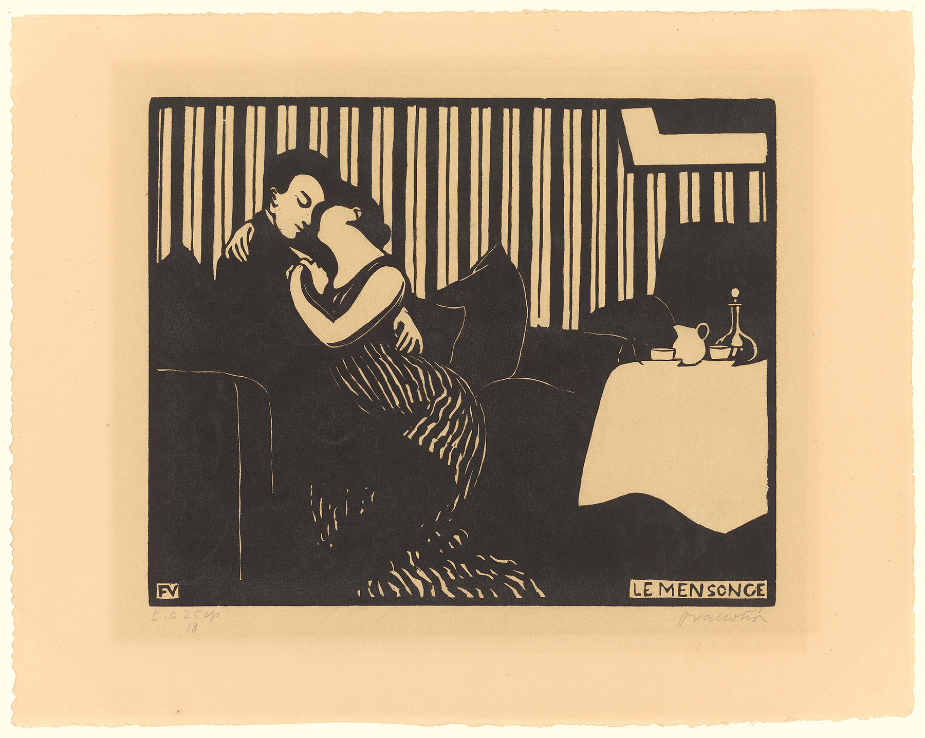 Vergrösserte Ansicht: Le mensonge, Blatt 1 der Folge “Intimités, 1897 © Graphische Sammlung ETH Zürich                      