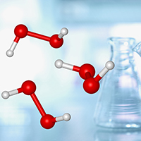 Symbolbild mit Molekülen und Laborkrügen
