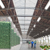 Visualisierung einer Integrated Vertical Farm in einer alten Industriehalle