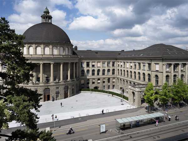 The main building of ETH Zurich with renovated forecourt.