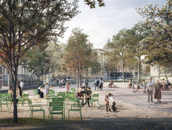The future Zurich City university district: On Rämistrasse, an urban space with a quality of stay is being created. (Visualisation: Atelier Brunecky).