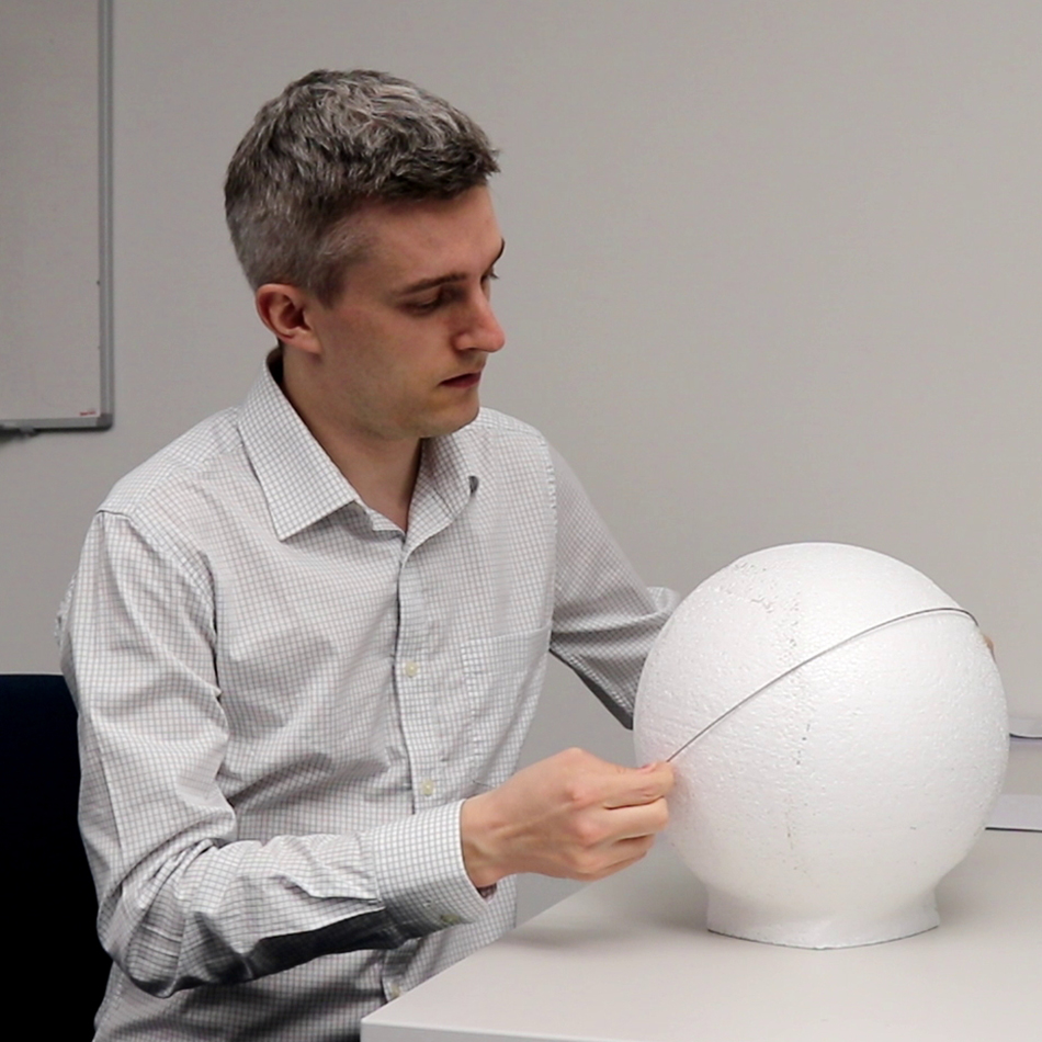Simon Dünser with a styrofoam ball and a deformable wire