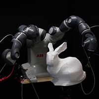 robot with styrofoam bunny