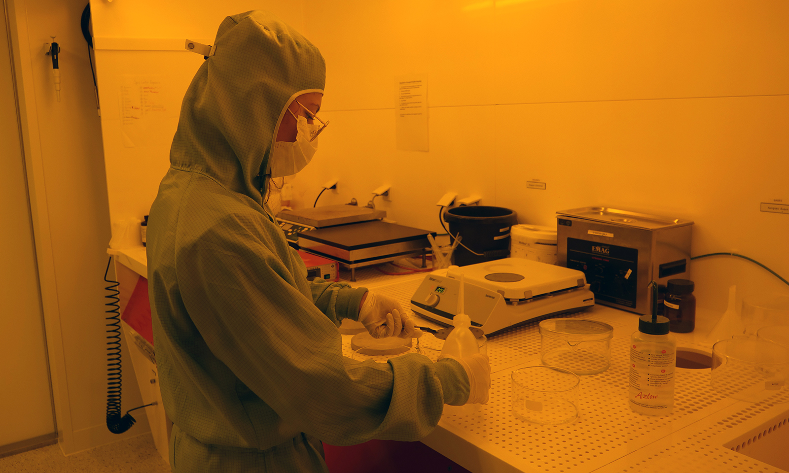 person in a cleanroom