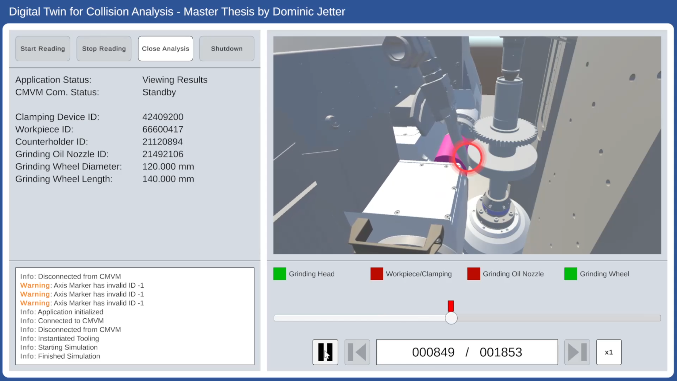 screenshot showing details of the collision analysis