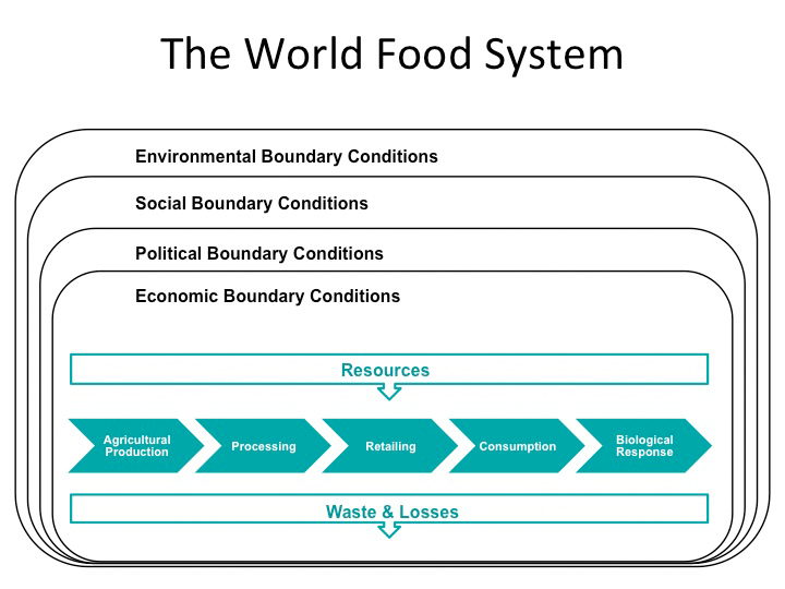 Enlarged view: Slide explaining the world food system
