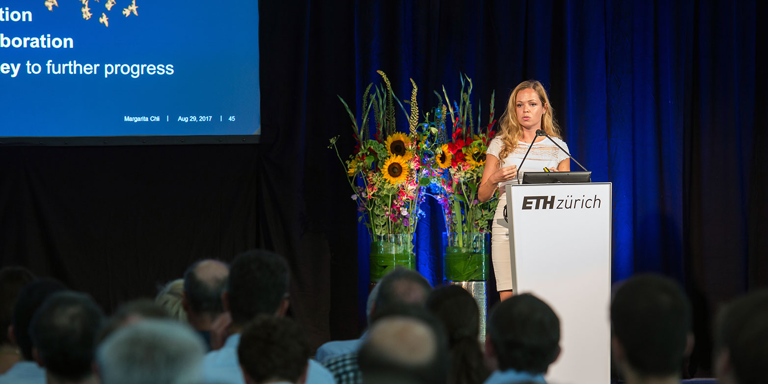 Enlarged view: About 600 guests from the business community listened as ETH professor Margarita Chli explained at Industry Day how she wants to teach robots to see. (Image: Oliver Bartenschlager / ETH Zurich)
