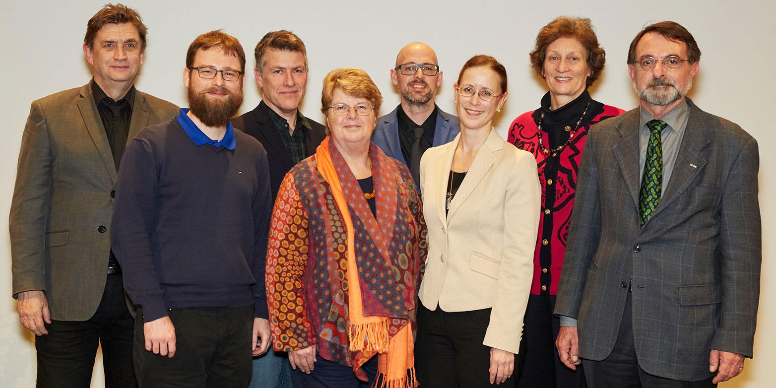 Enlarged view: The protagonists of the symposium &quot;Doctoral Supervision&quot;: Anders Ahlberg, Martin Roszkowski, Anders Sonesson, Anne Lee, Søren S. E. Bengtsen, Erika Löfström, Sarah Springman and Antonio Togni (from left to right)