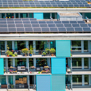 Residential building with solar panels