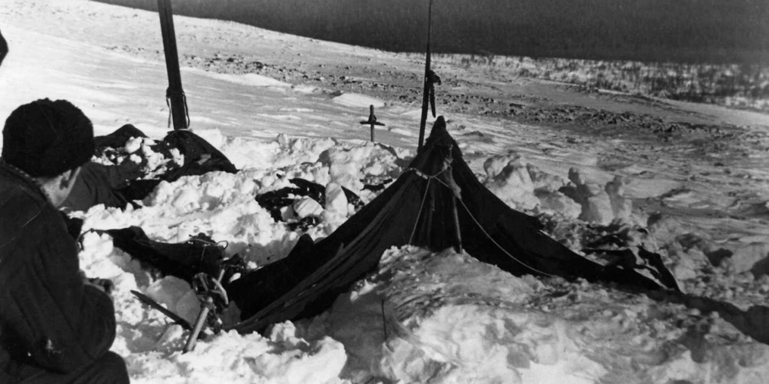 Torn tent in a snowfield