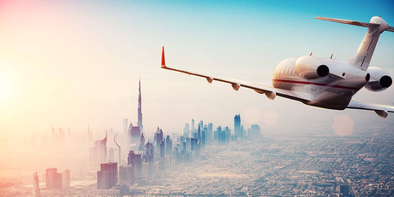 Airplane above Dubai
