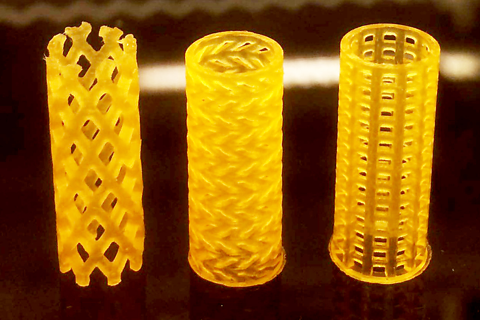 Three prototypes of the airway stents with different designs
