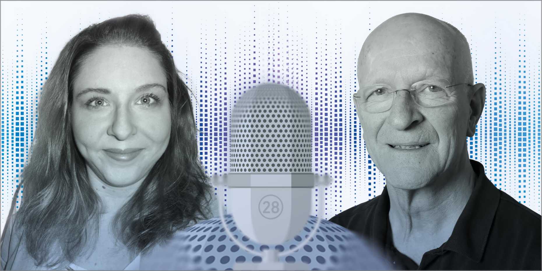 Judit Szulágyi and Claude Nicoliier in episode 28 of the ETH podcast (Illustration: ETH Zurich)