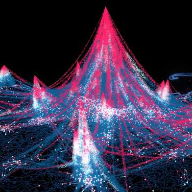 Visualization of the flows of individuals with red and blue lines
