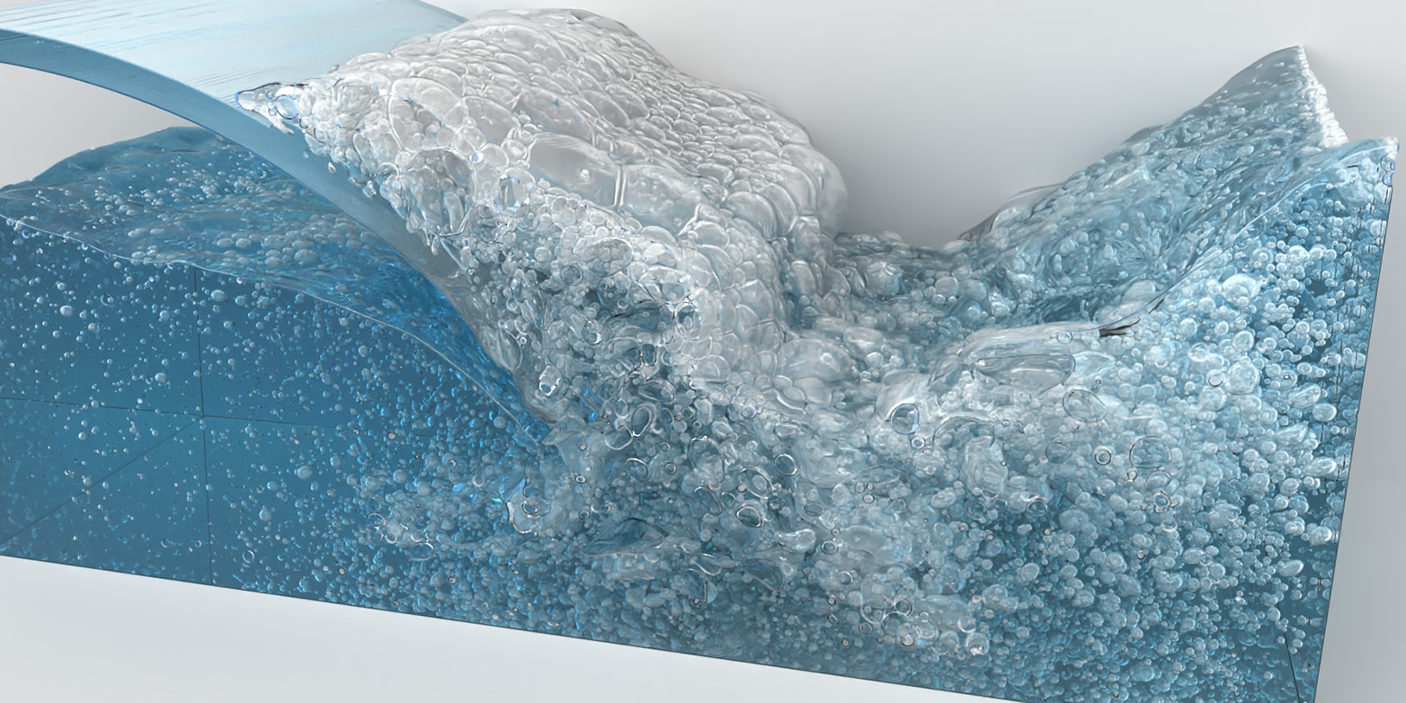 Realistic simulation of a foaming waterfall