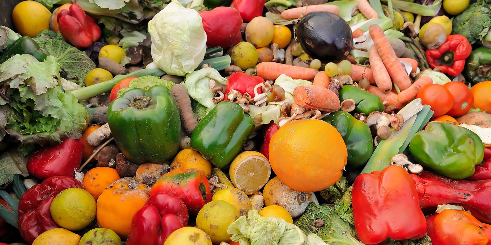 Various fruits and vegetables in a pile