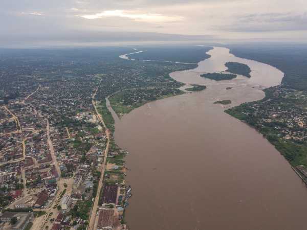 The town of Kisangani on the banks of the Congo River