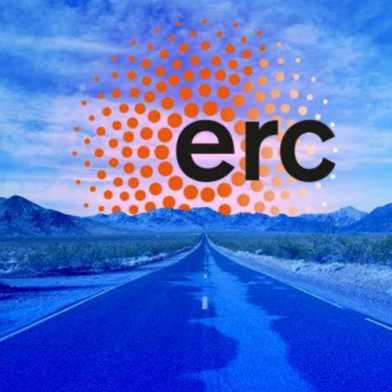 ERC-Logo on a blue coloured street