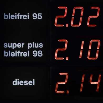 A black display with red digits for high gasoline prices